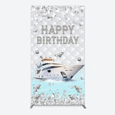 Lofaris Simple Ship Glitter Happy Birthday Rectangle Backdrop